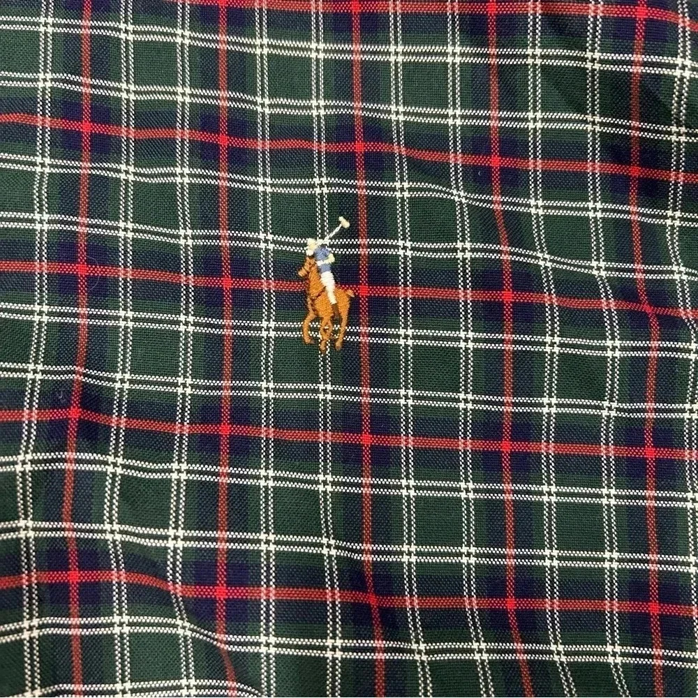 Ralph Lauren Classic Fit Button Down Dress Shirt Plaid Green,Red,Navy EUC - Picture 4 of 6